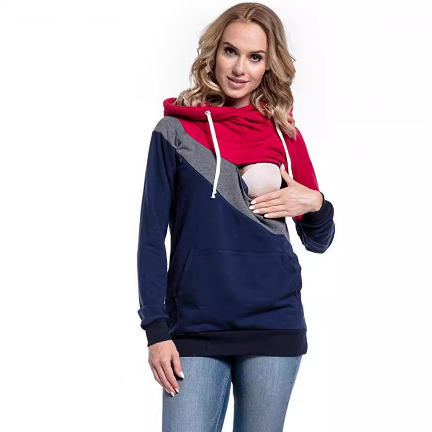 2025 Wish, AliExpress, eBay, Amazon New Long-Sleeved Patchwork Multifunctional Maternity Nursing Jacket/Sweatshirt - Image 2