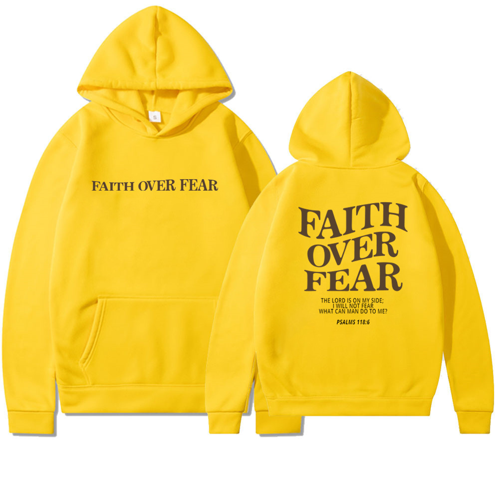 Foreign trade Amazon AliExpress new hooded long-sleeved FaithOverFear printed hooded sweatshirt - Image 8