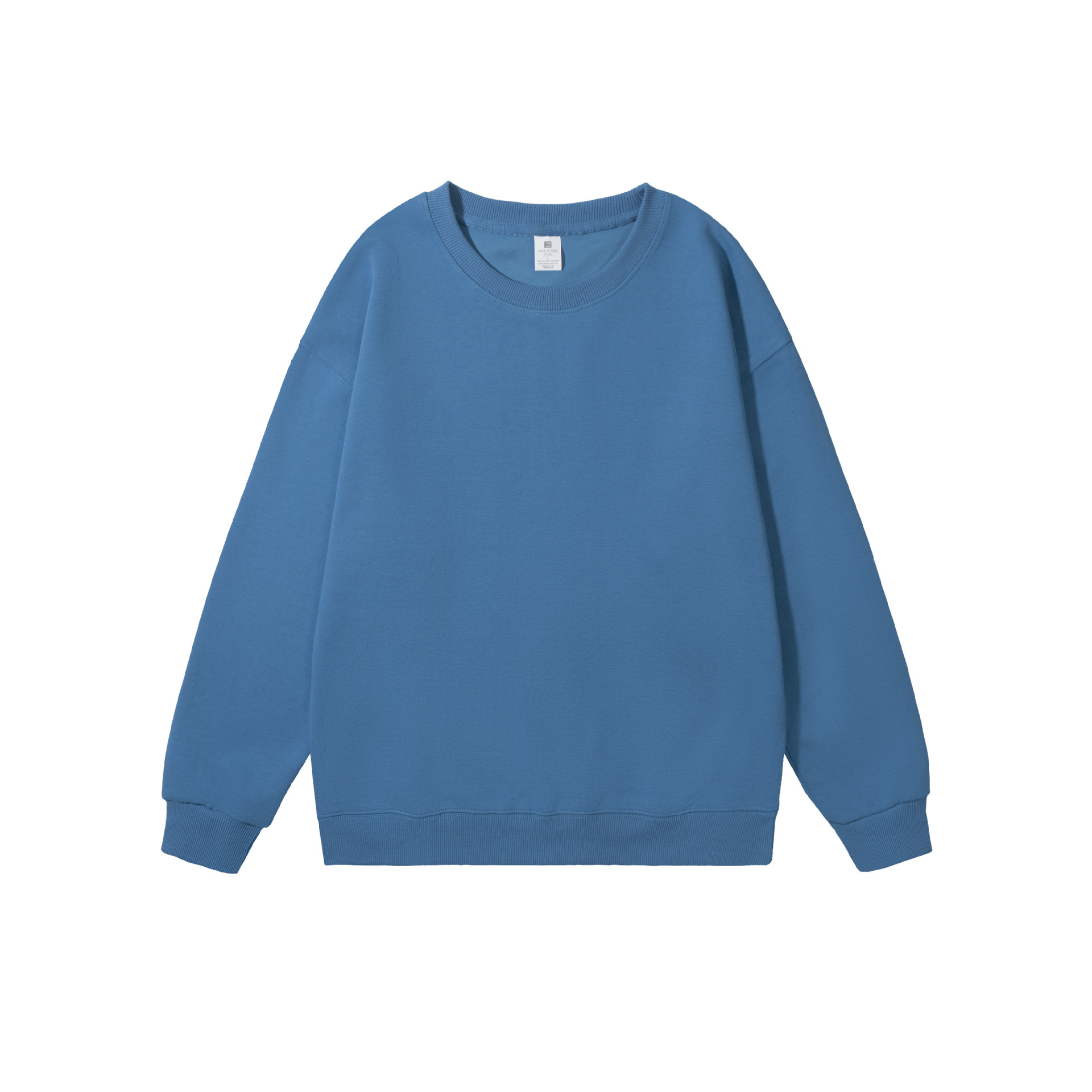 Cross-border European and American heavy loose solid color men's round neck blended cotton double-sided sweater women's Korean version of casual long sleeve couple - Image 7