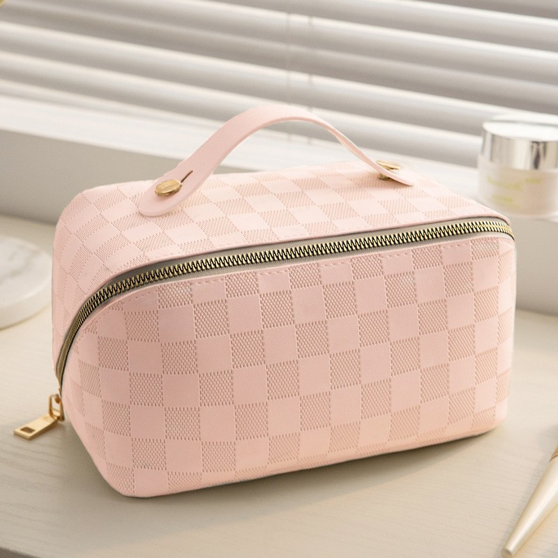 Checkered pillow cosmetic bag for women High-value portable large-capacity waterproof toiletry bag travel cosmetic storage bag - Image 25