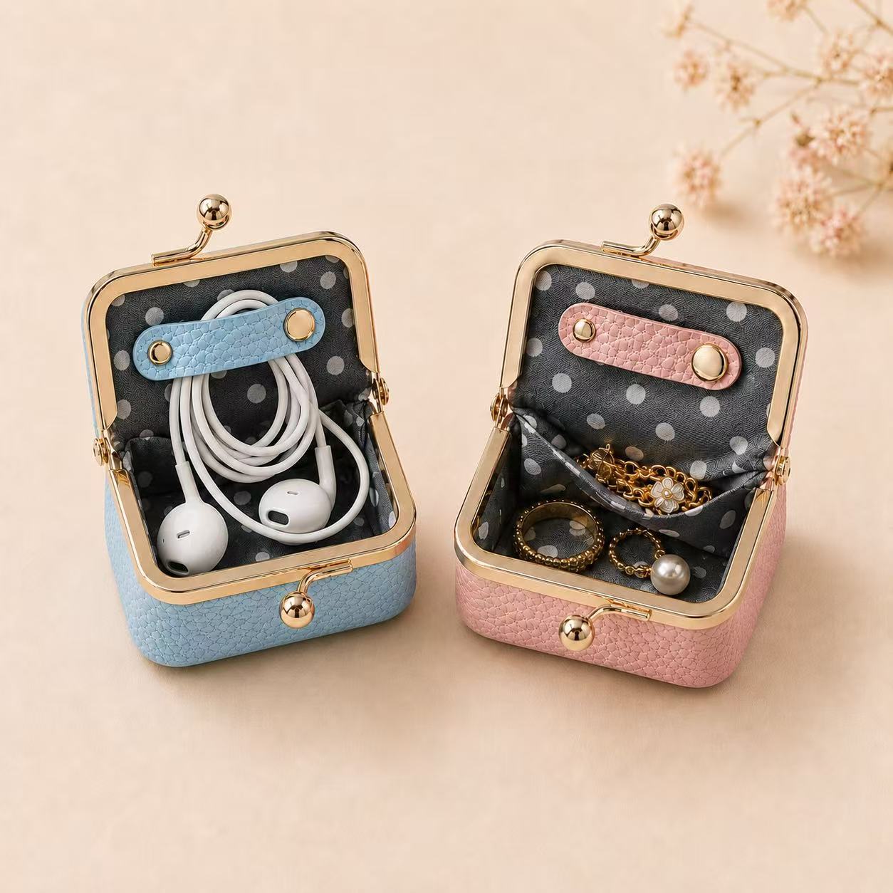 New mini coin purse, earrings, rings, necklaces, jewelry box, coin purse, portable storage bag - Image 2