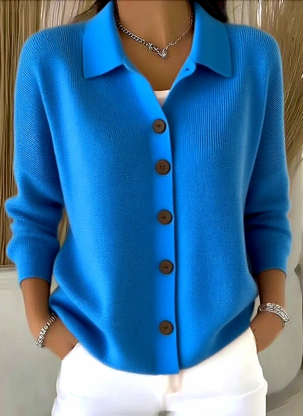 2026 European and American cross-border knitted cardigan button women's sweater coat autumn and winter new solid color casual fashion women's clothing - Image 15