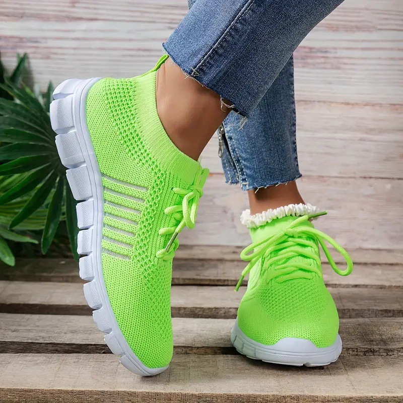 Foreign trade spring and summer style flying mesh women's shoes breathable sports shoes deep mouth lace-up platform sole casual shoes women's running - Image 18