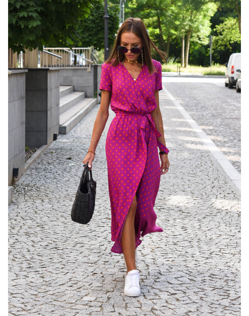 Amazon hot sale new summer European and American printed V-neck short-sleeved lace-up adjustable waist slit long skirt dress - Image 7