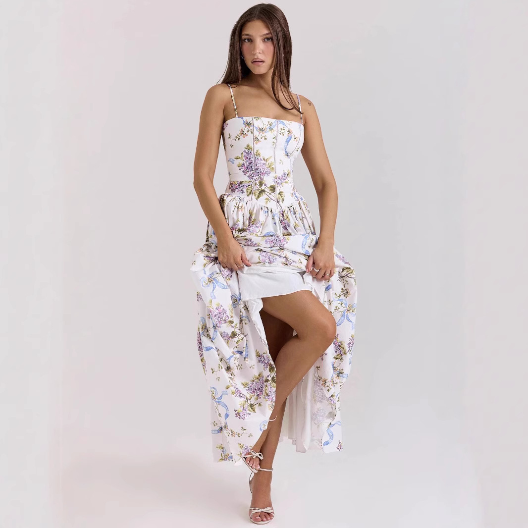Amazon wholesale French romantic summer new floral waist-cinching lace dress - Image 4