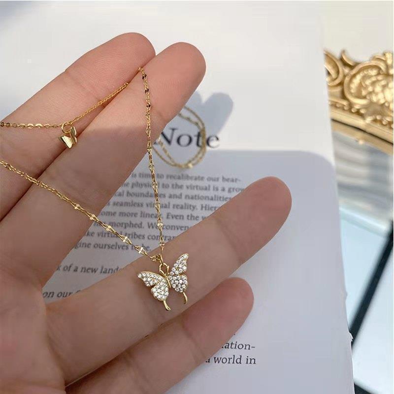 Superbly sparkling diamond butterfly necklace for women, a sophisticated and elegant clavicle chain, sweet and dazzling, fashionable and stylish choker. - Image 29