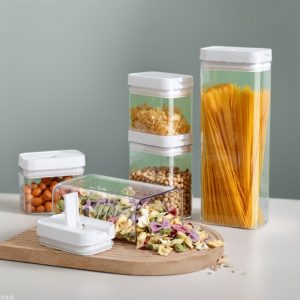 Airtight transparent plastic household kitchen food-grade nut, oat, spice storage container, grain storage box
