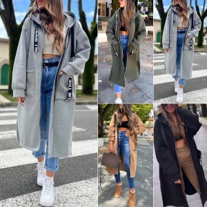 Hooded Fleece-Lined Zip-Up Jacket