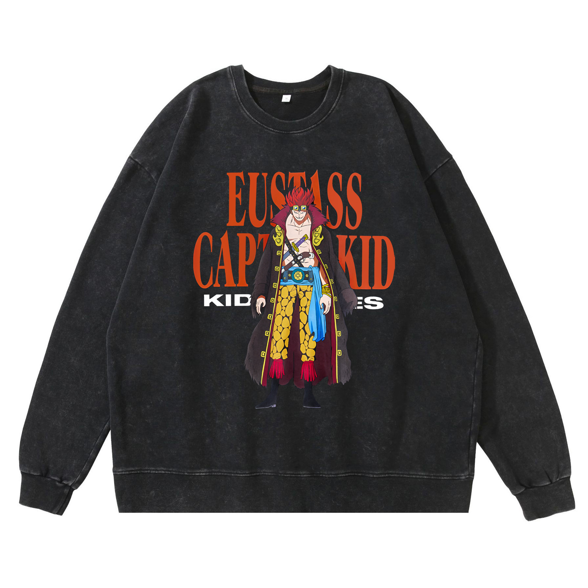 360g heavy washed retro sweatshirt street hip-hop anime American style pirate Luffy Zoro cotton autumn sweatshirt - Image 23