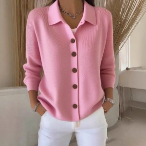 2026 European and American cross-border knitted cardigan button women's sweater coat autumn and winter new solid color casual fashion women's clothing