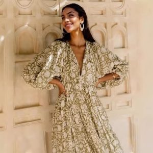 Amazon AliExpress cross-border best-selling personalized artistic European and American style rayon floral print dress