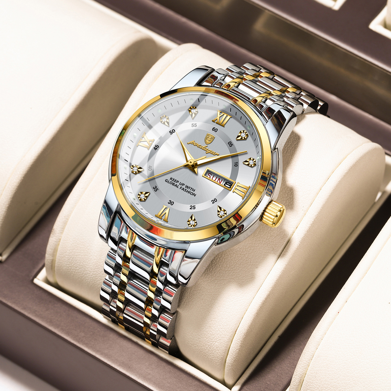 Swiss brand waterproof new men's watch dual calendar luminous quartz watch live broadcast foreign trade hot sale one piece drop shipping - Image 7