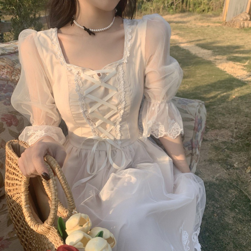 2024 early spring new first love gentle dress tea break French temperament white dress fairy super fairy forest series - Image 4