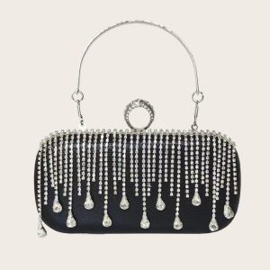 2024 New Tassel Evening Bag European and American Fashion Diamond Clutch Bag Celebrity Wedding Party Handbag Chain Bag