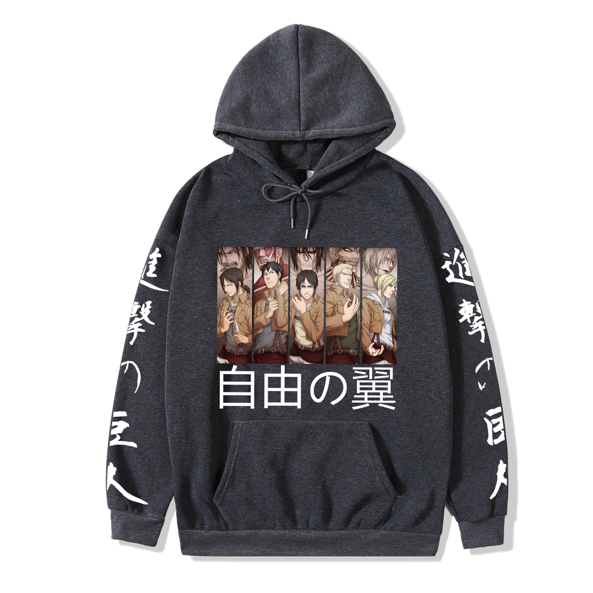 2021 couples wear autumn and winter new popular anime attack giant series illustration loose casual hooded sweater women - Image 11