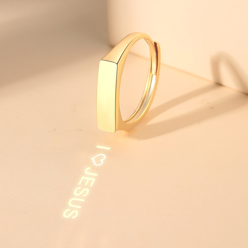 S925 Sterling Silver Projection Couple Rings, Colorfast, Unique Ins Style, TikTok Minimalist, In the Name of Light Couple Rings for Men and Women - Image 5