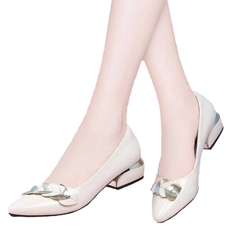 Shallow mouth single shoes for women with thick heels 2022 summer new leather shoes pointed toe soft sole flat shoes versatile work shoes for women black - Image 3