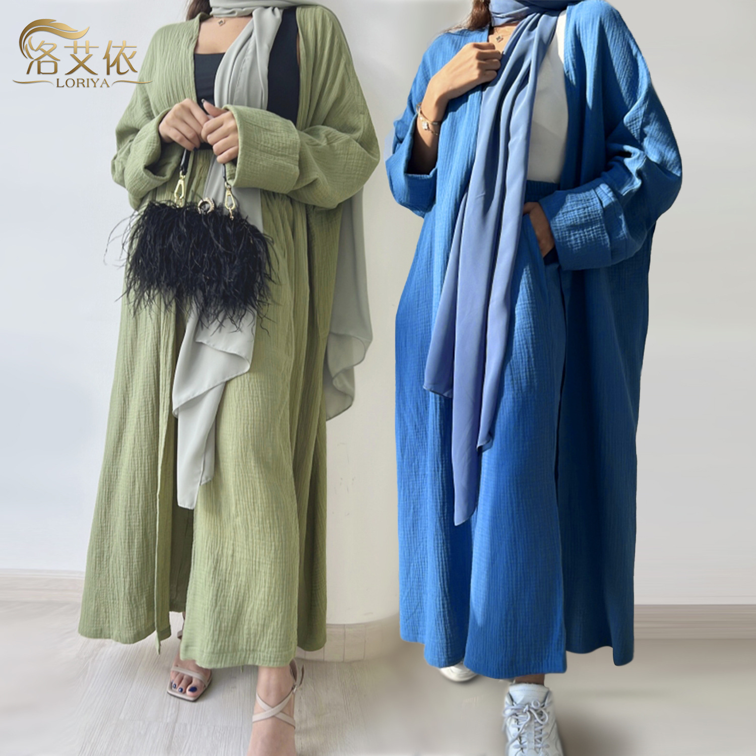 2023 Loriya AliExpress Amazon Dubai Turkey Solid Color Cotton Casual Large Size Cardigan LR600 - Image 17