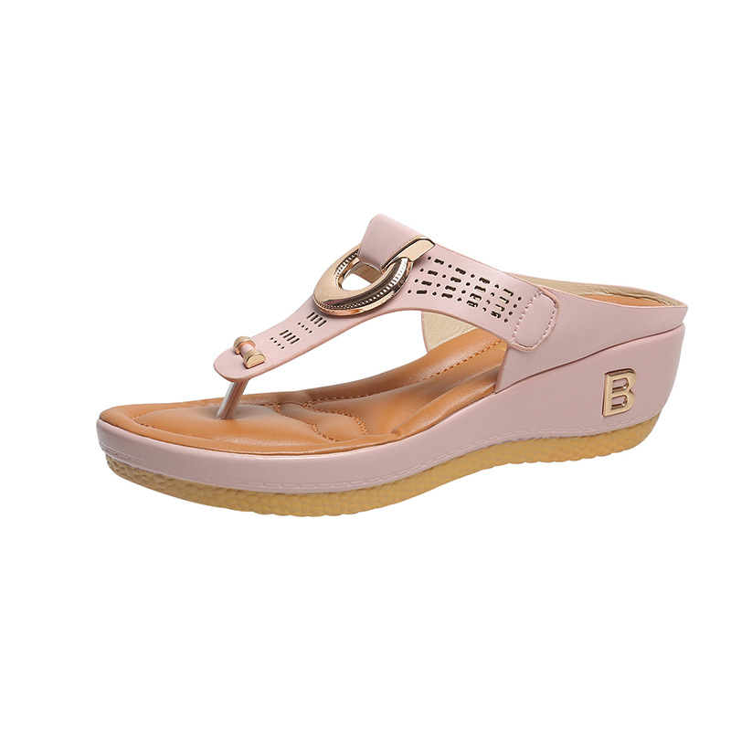 2023 foreign trade large size sandals Europe and the United States fashion flip flops wedge wedge thick bottom Europe and the United States fashion Roman sandals and slippers - Image 5