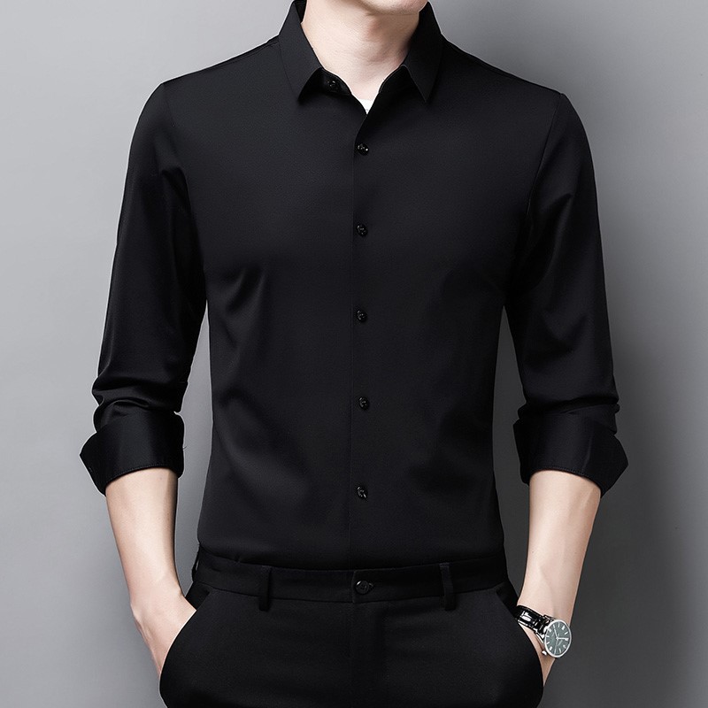 Pierre Cardin High-end Men's Silk Long-Sleeved Shirt, Thin Style, Autumn and Spring, Business Casual, Wrinkle-Free Shirt - Image 10