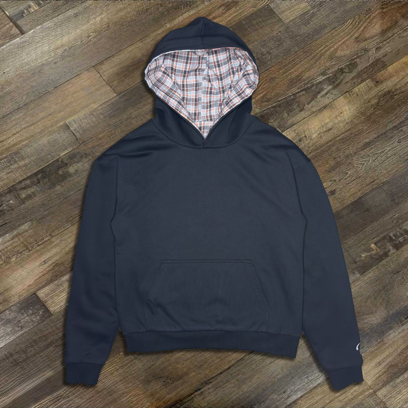 European and American cross-border autumn and winter American hip-hop reversible plaid print loose sweatshirt unisex Y2K pullover - Image 3