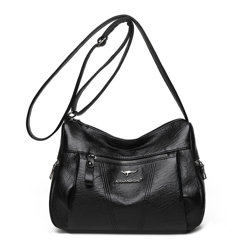 Cross-border women's bag soft leather shoulder bag trendy retro fashion Messenger bag large capacity elegant temperament mother bag - Image 2