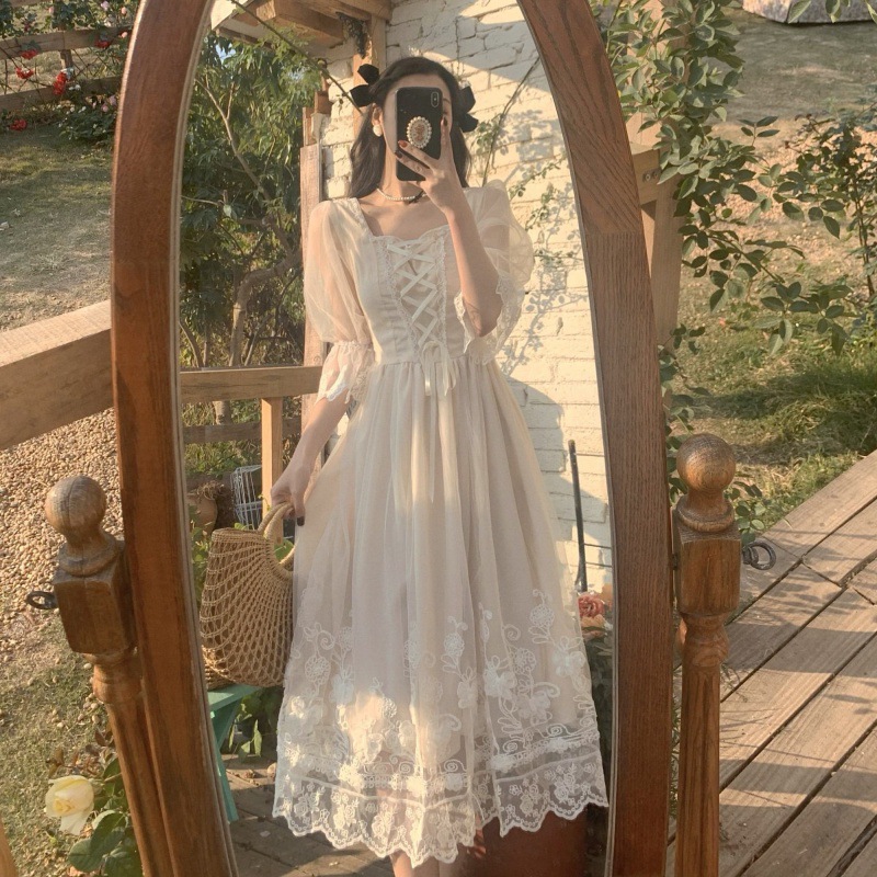 2024 early spring new first love gentle dress tea break French temperament white dress fairy super fairy forest series - Image 3