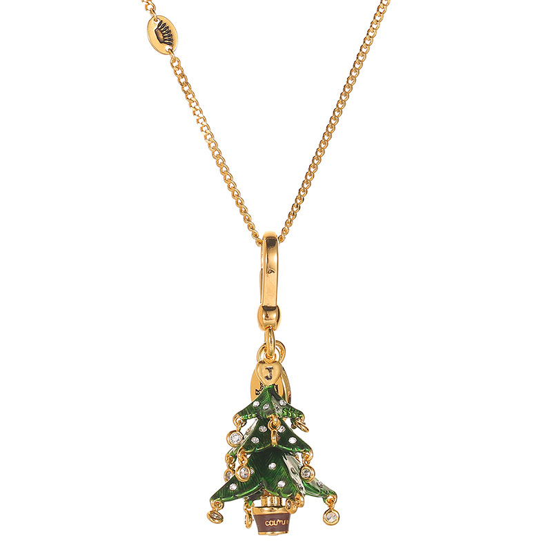 Qingdao Cross-border Trade Jewelry Enamel Glaze Diamond-set Green Christmas Tree Bell Pendant Christmas Ornament Necklace - Image 6