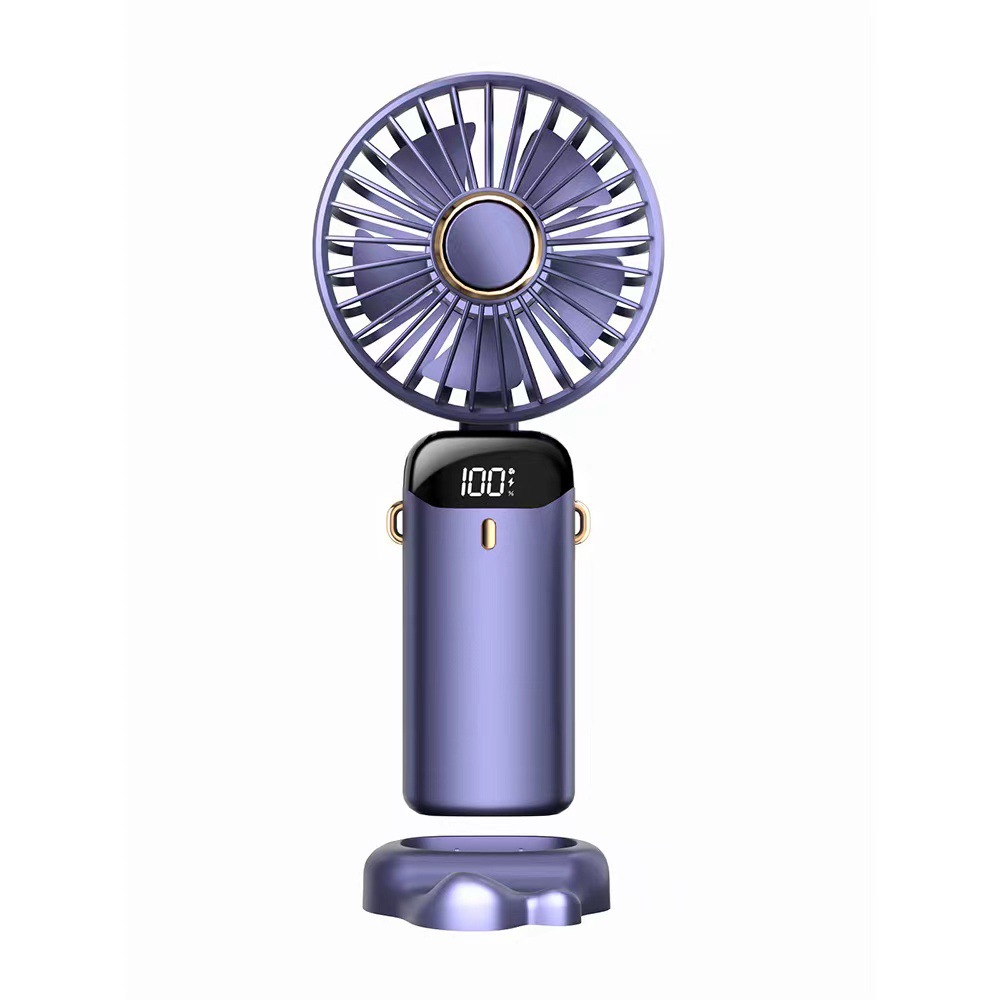 New USB handheld fan mini portable desktop charging small fan folding digital display aromatherapy small electric fan - Image 5
