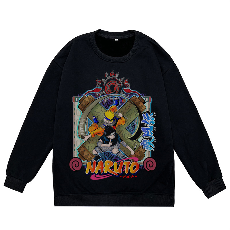 2023 autumn and winter new NARUTO Naruto peripheral printed round neck sweatshirt casual loose men's pullover - Image 2
