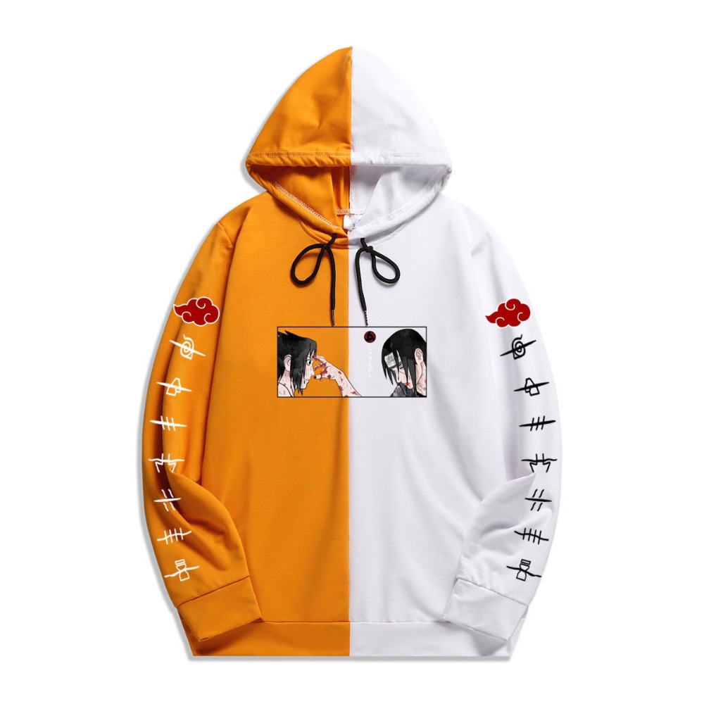 New Japanese anime Naruto thin couples two-color stitching fashion men's and women's same style hoodie - Image 5