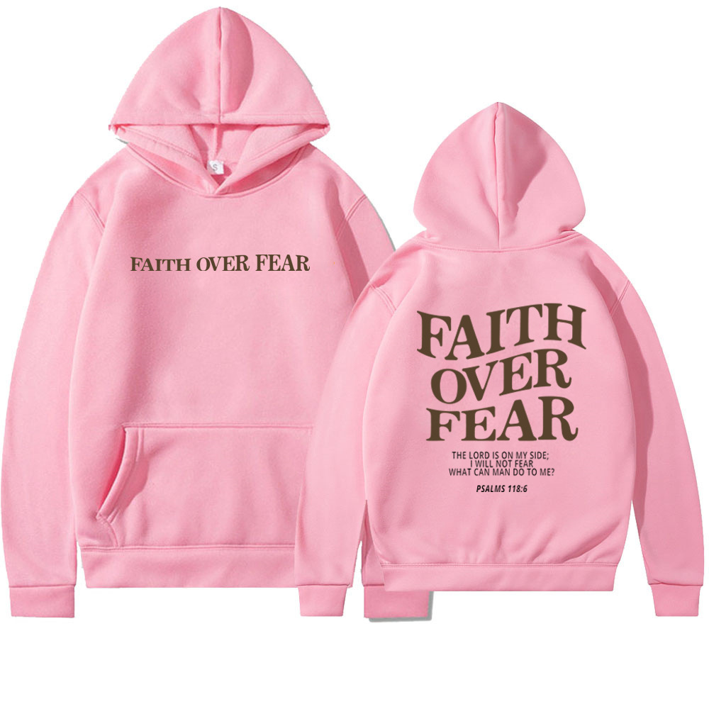 Foreign trade Amazon AliExpress new hooded long-sleeved FaithOverFear printed hooded sweatshirt - Image 6
