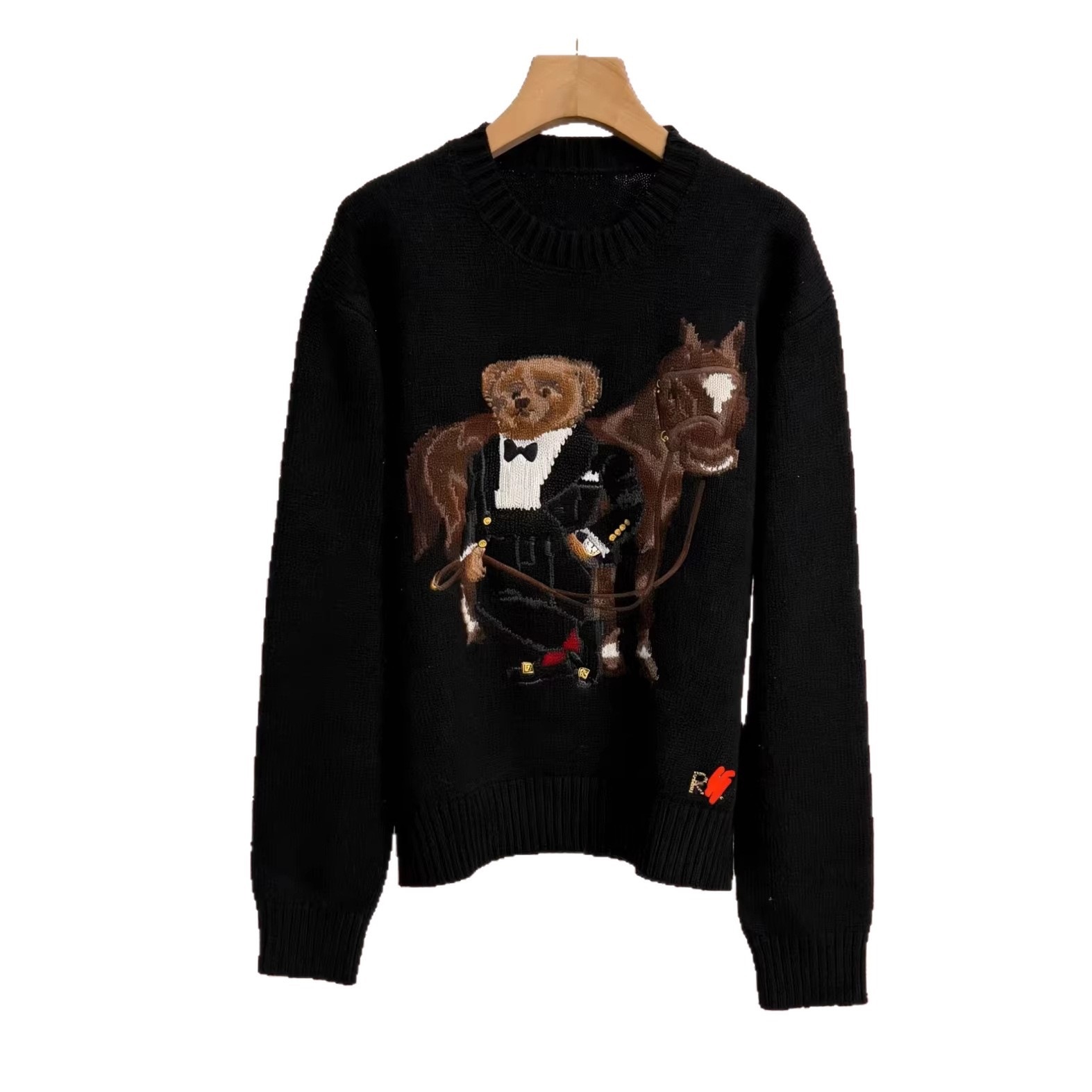Top-quality pony logo, scannable QR code, R-L wool heavy-duty cartoon bear autumn/winter sweater for women, casual style. - Image 6