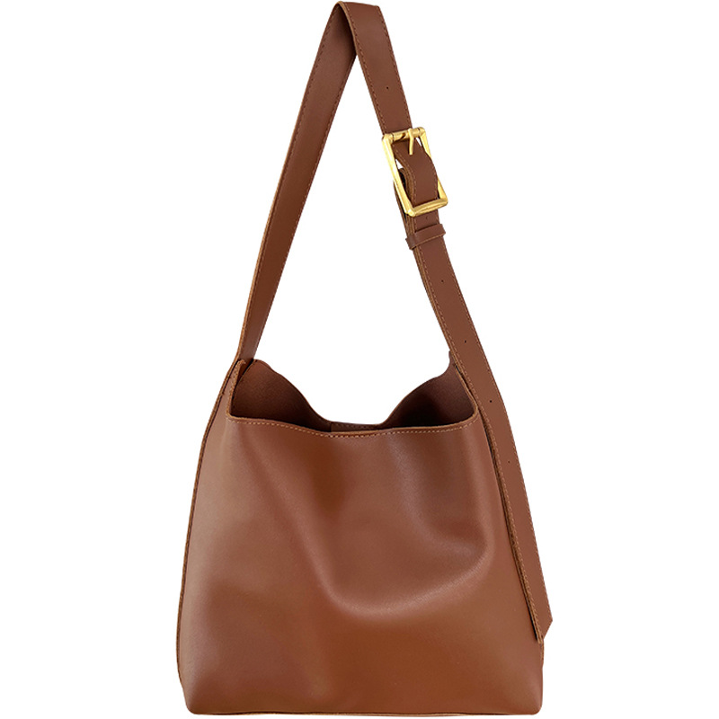 Versatile ins large capacity bag female 2024 new lazy style bucket bag retro shoulder messenger bag tote bag - Image 5