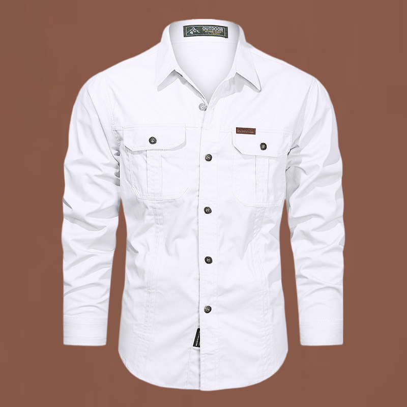 2024 Spring and Autumn New Shirt Men's Long Sleeve Cotton Casual Solid Color Shirt Middle-aged and Young Worker Slim Jacket - Image 14