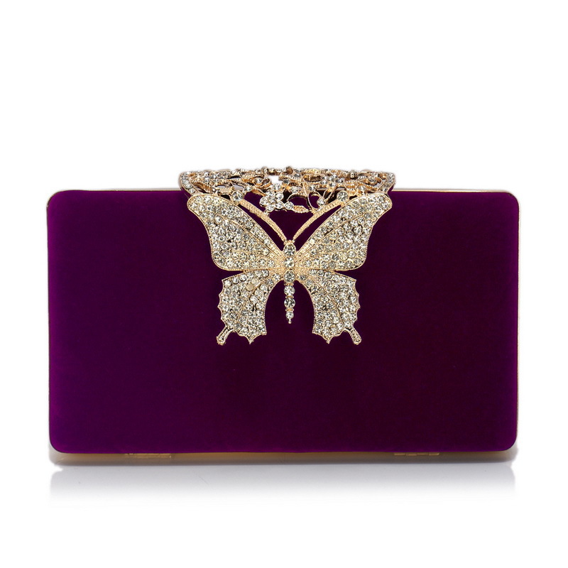 Cross-border hot-selling diamond-studded evening bag bow high-end ladies velvet banquet bag evening dress clutch bag - Image 8