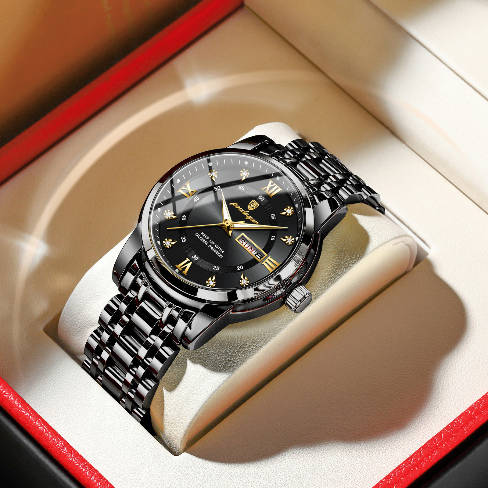 Swiss brand waterproof new men's watch dual calendar luminous quartz watch live broadcast foreign trade hot sale one piece drop shipping - Image 12