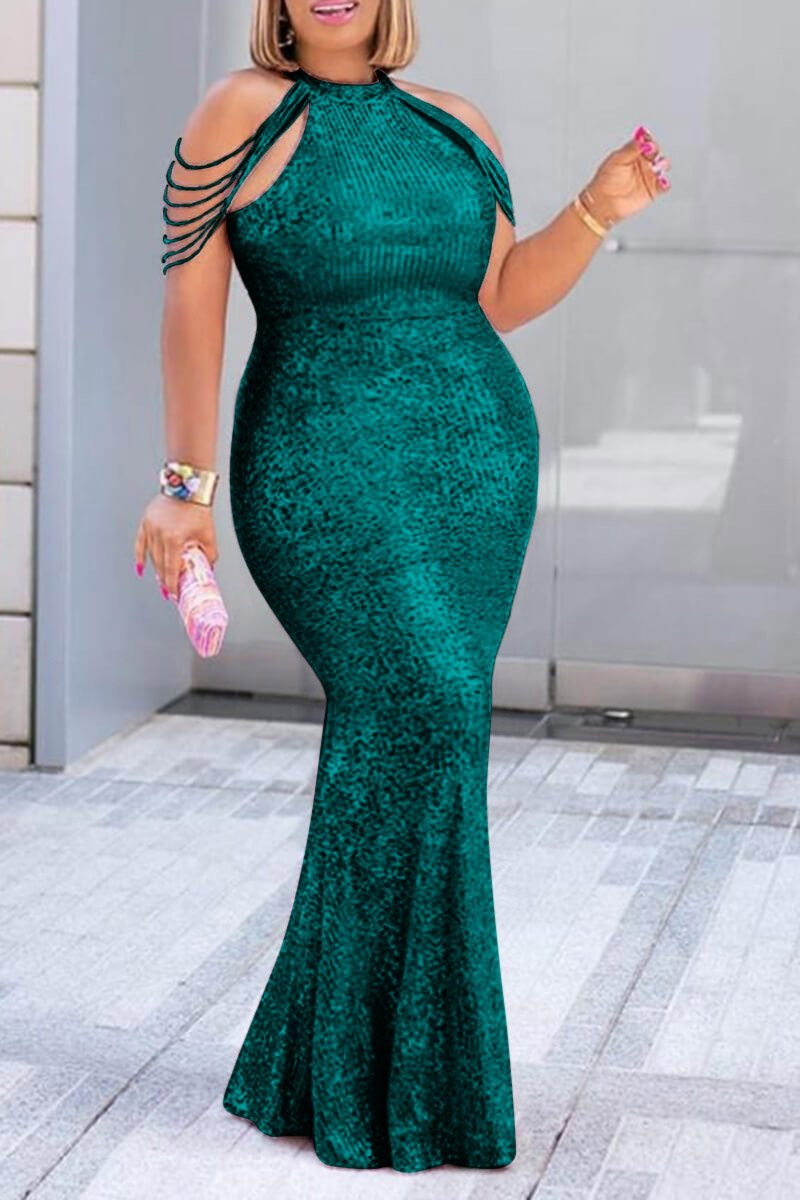 2021 spring and summer new European and American foreign trade loose hip sequined dress commuting European and American plus size women's dress - Image 4