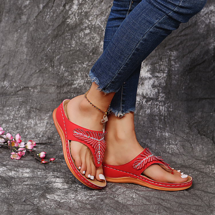 wish hot style European and American style flip flops large size African sandals casual lightweight flip flops flat rhinestone sandals - Image 9
