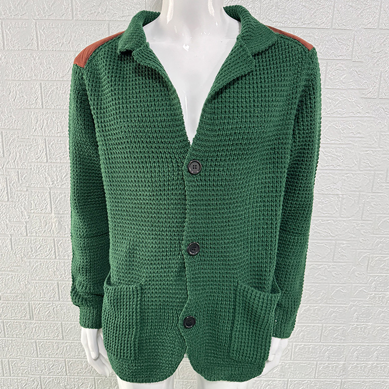 2025 Autumn/Winter New Slim Fit Cardigan with Lapel Collar, Long Sleeve, Knitted Outerwear, Cross-border European and American Plus Size Men's Sweater - Image 17