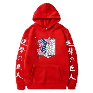 Attack on Titan LOGO hoodie sweatshirt- white letters on sleeves