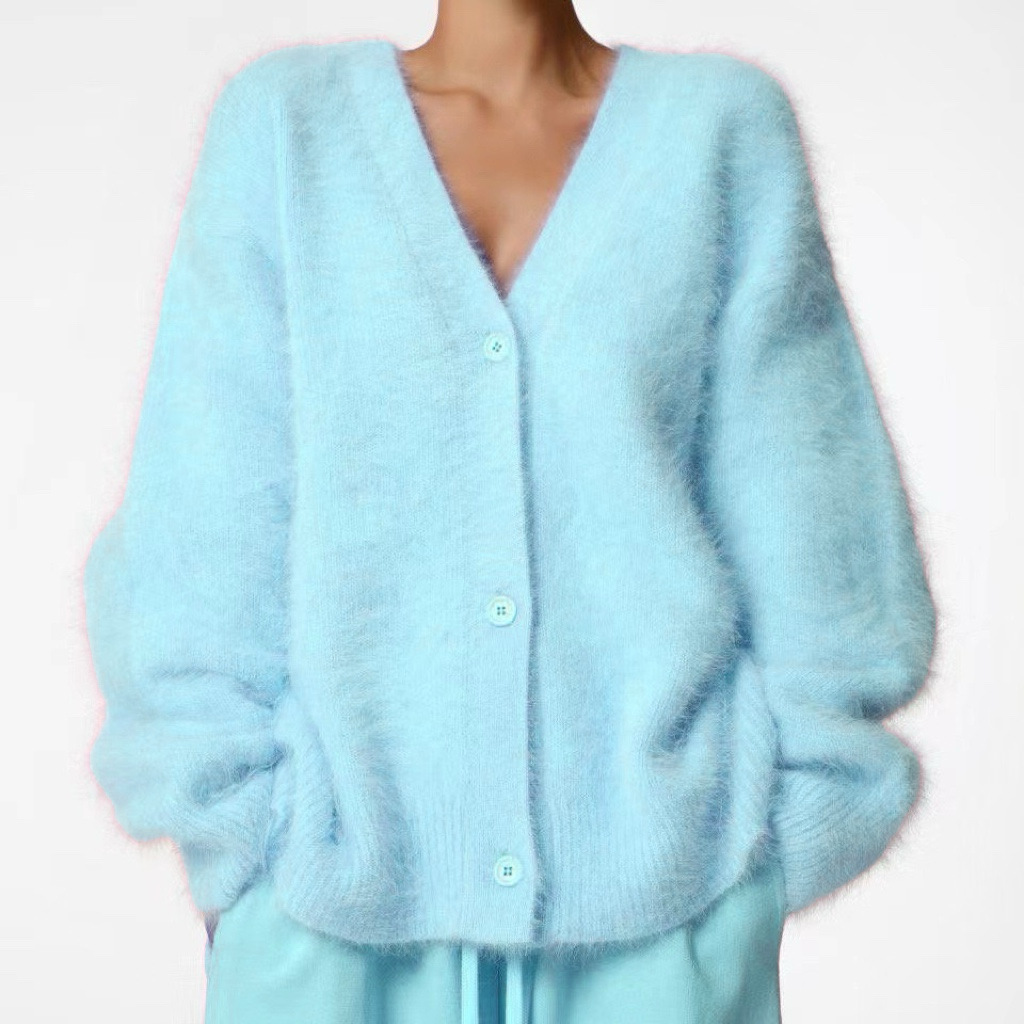 2026 Cross-Border Hot Selling Spring and Autumn Faux Mink Cardigan Women's Loose-fitting Sweater Coat Soft Long-Sleeved Knitwear - Image 30