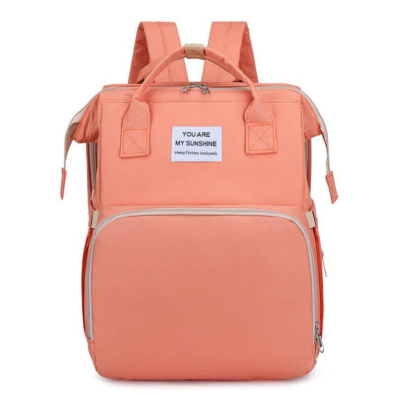 New Fashion Mommy Bag Folding Crib Mother and Baby Bag Large Capacity Portable Baby Bottle Diaper Backpack Mommy Bag