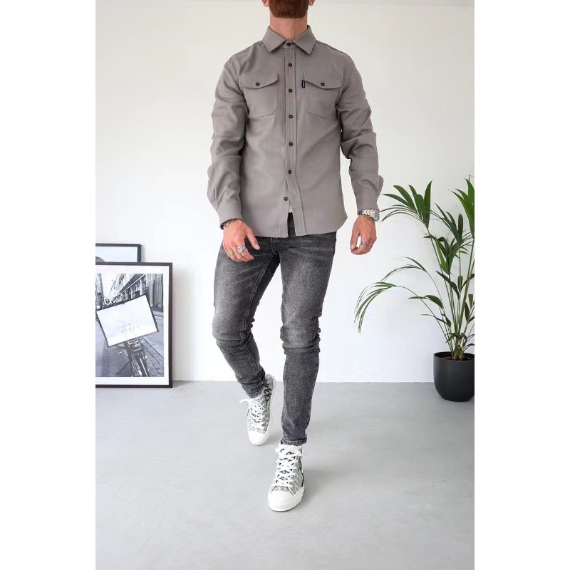 2024 European and American cross-border foreign trade Amazon autumn and winter new European and American men's clothing youth casual men's shirt spot grinding - Image 14