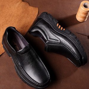 Factory direct sales autumn new genuine leather casual business leather shoes for men lightweight breathable non-slip middle-aged and elderly dad shoes
