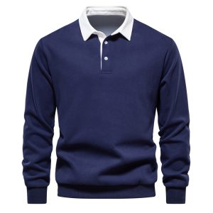 2024 New Autumn Long-Sleeved Polo Neck Sweatshirt, Trendy European Size, Foreign Trade Men's Sweatshirt, High-Quality Casual Versatile Men's Sweatshirt