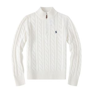 Foreign trade Paul Polo sweater men's half zip thickened twist pullover wool sweater embroidered pony logo new