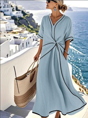 Independent website's new summer European and American style Bohemian elegant dress, cross-border style commuter long dress - Image 6