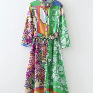 Q86351-Digital satin floral long skirt-#W-3964-210525