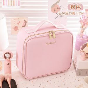 Large capacity with mirror and light cosmetic bag portable skin care products make-up storage box cosmetics storage bags for women